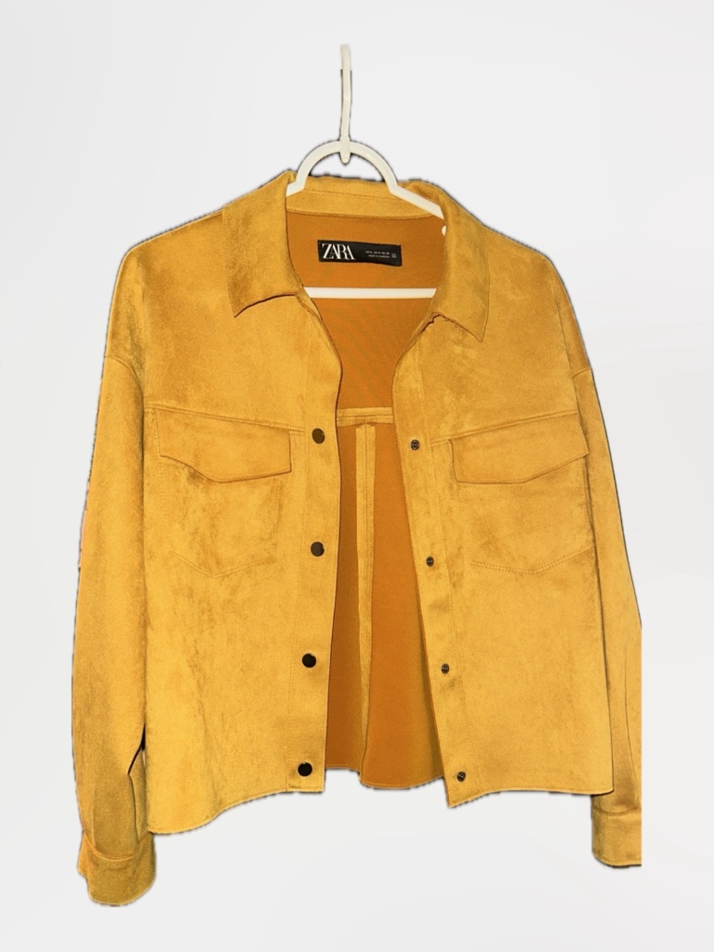 ZARA Mustard Yellow Suede-Look Shirt Jacket
